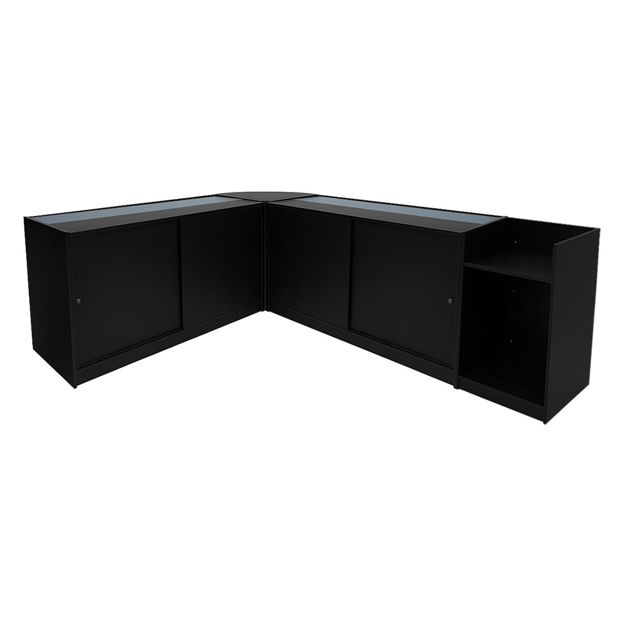 Conjunto de Balcões Comerciais com Luz LED "GRAVITY" CM60 + B1500 + C1500 + TB60 – cor Preto