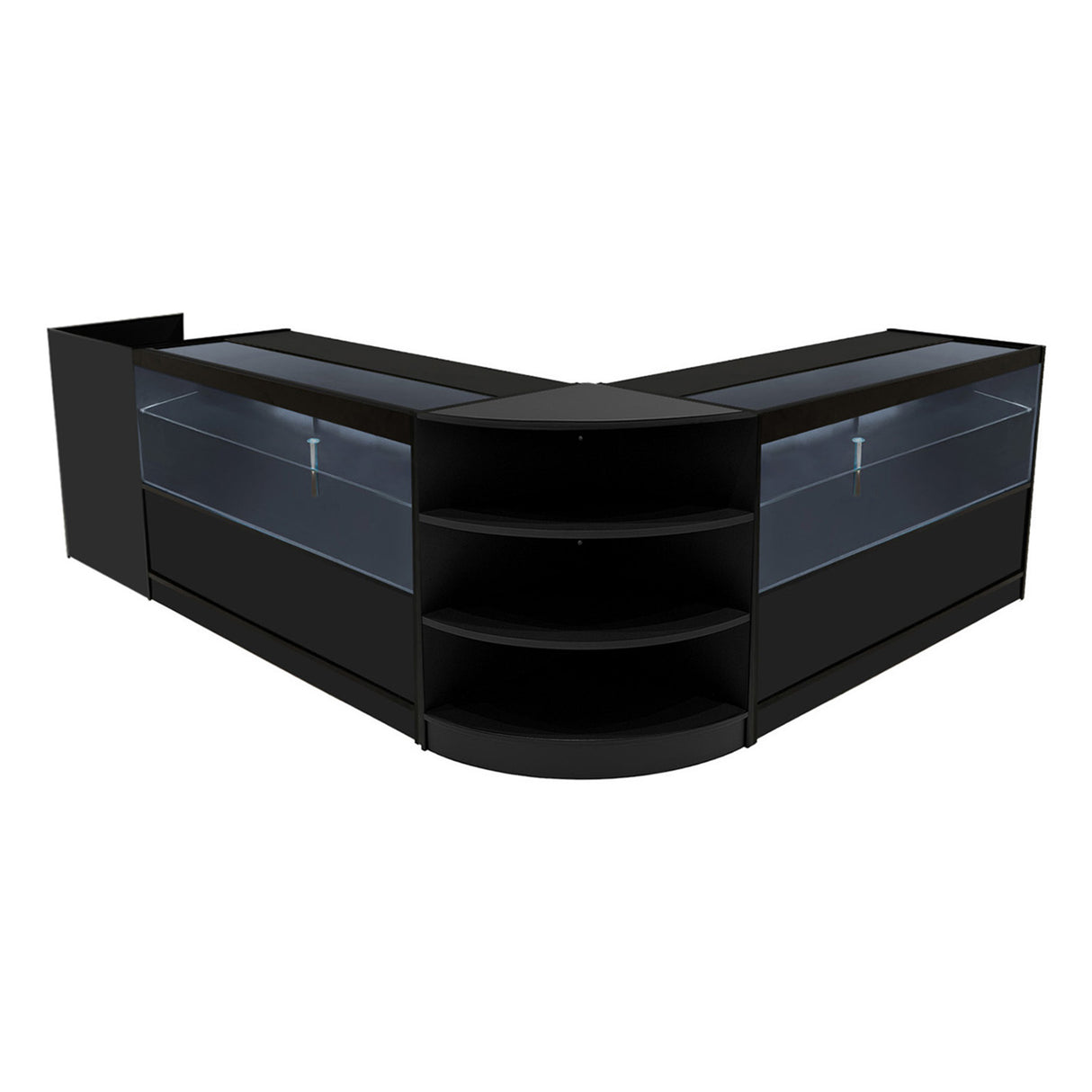 Conjunto de Balcões Comerciais com Luz LED "ECLIPSE" LM60 + 2xC1500 + TB60 – cor Preto