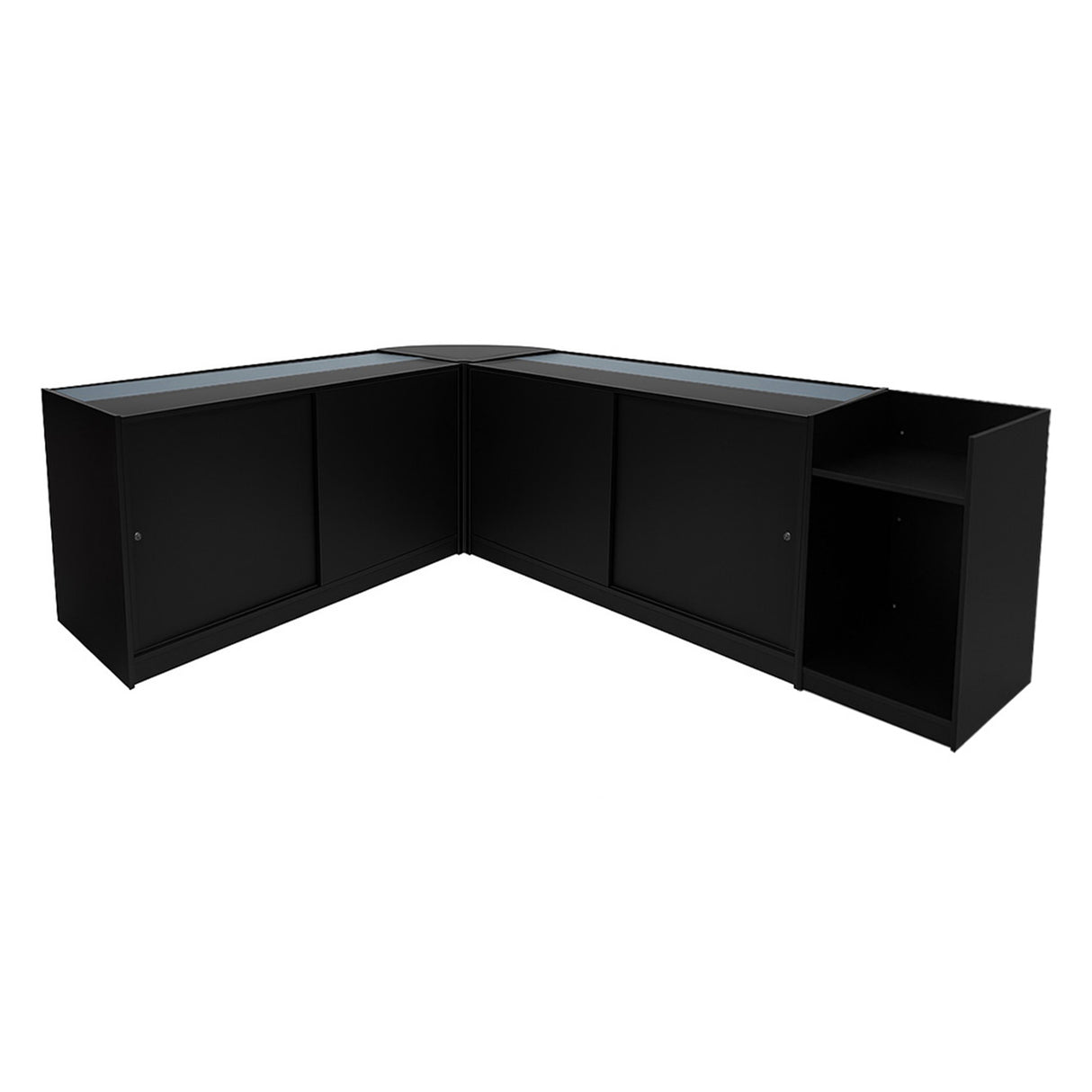 Conjunto de Balcões Comerciais com Luz LED "ECLIPSE" LM60 + 2xC1500 + TB60 – cor Preto