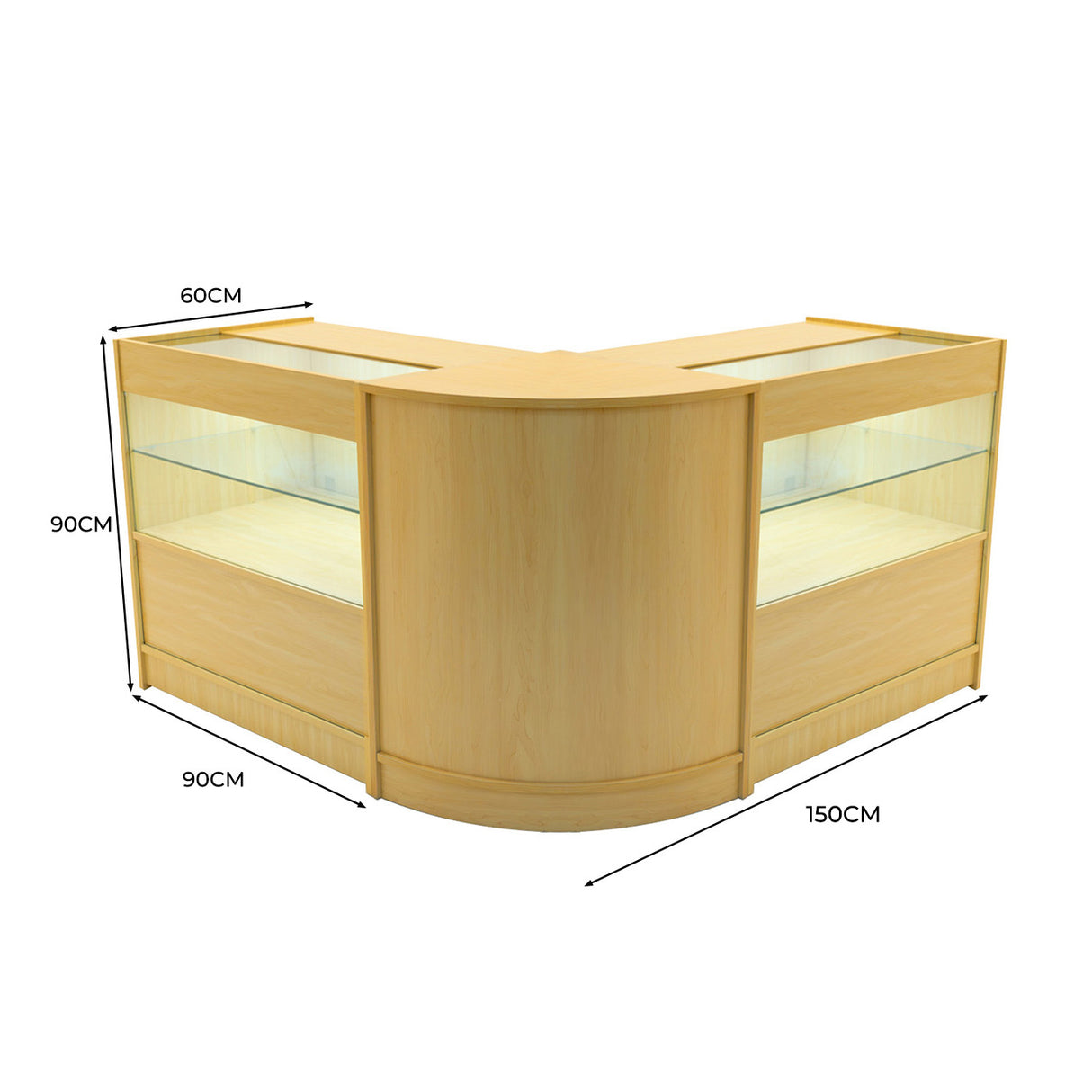 Conjunto de Balcões Comerciais com Luz LED "SELENE" CM60+ 2x C900 – cor Maple