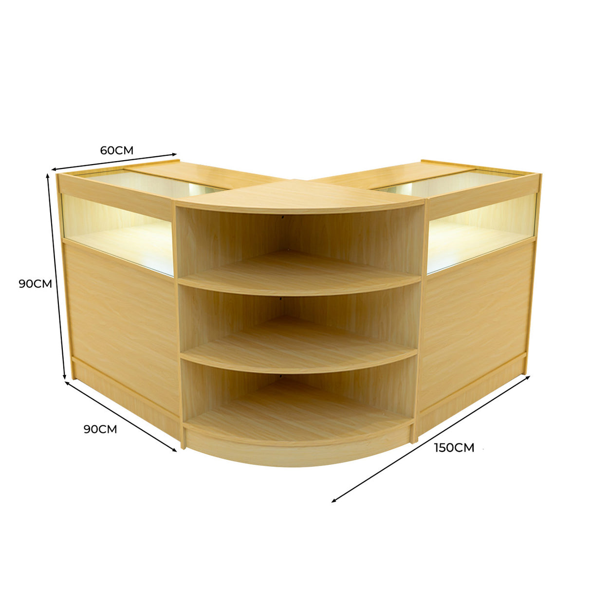 Conjunto de Balcões Comerciais com Luz LED "THESEUS" LM60+ 2x B900 – cor Maple