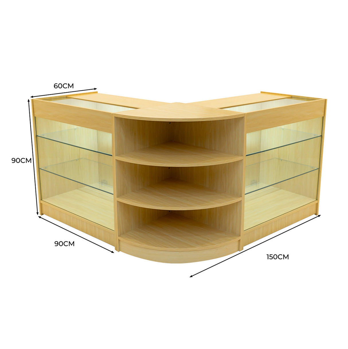 Conjunto de Balcões Comerciais com Luz LED "APOLLO" LM60+ 2x K900 – cor Maple