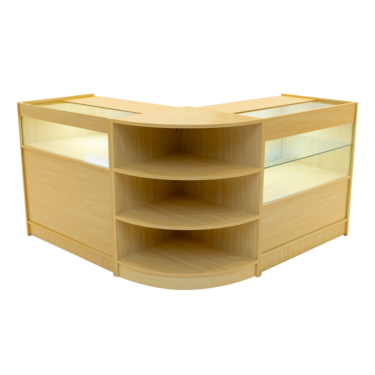 Conjunto de Balcões Comerciais com Luz LED "HARMONIA" LM60 + B900 + C900 – cor Maple