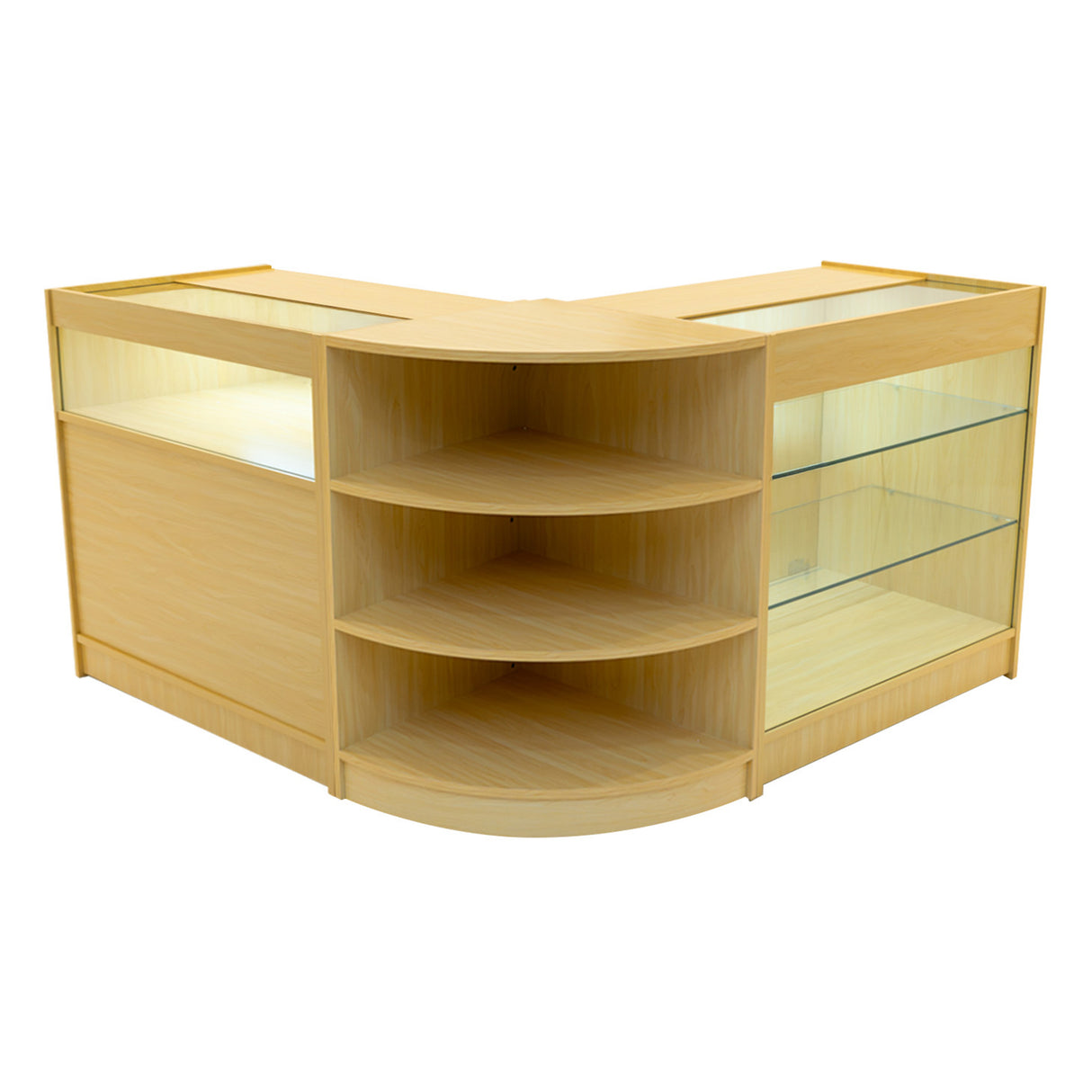 Conjunto de Balcões Comerciais com Luz LED "DEMETER" LM60 + K900 + B900 – cor Maple