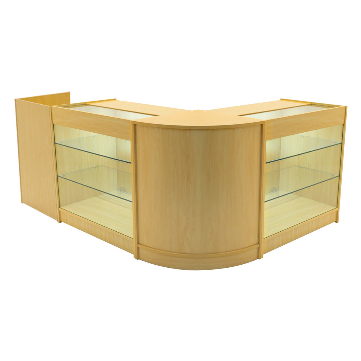 Conjunto de Balcões Comerciais com Luz LED "ARIES" CM60 + 2xK900 + TB60 – cor Maple