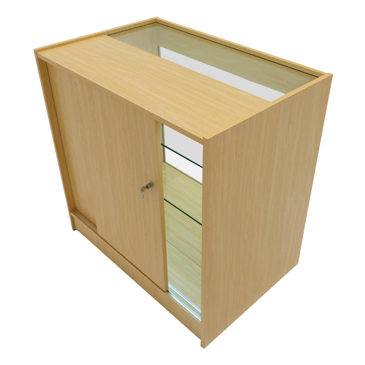 Conjunto de Balcões Comerciais com Luz LED "VEGA" CM60 + K900 + C900 + TB60 – cor Maple