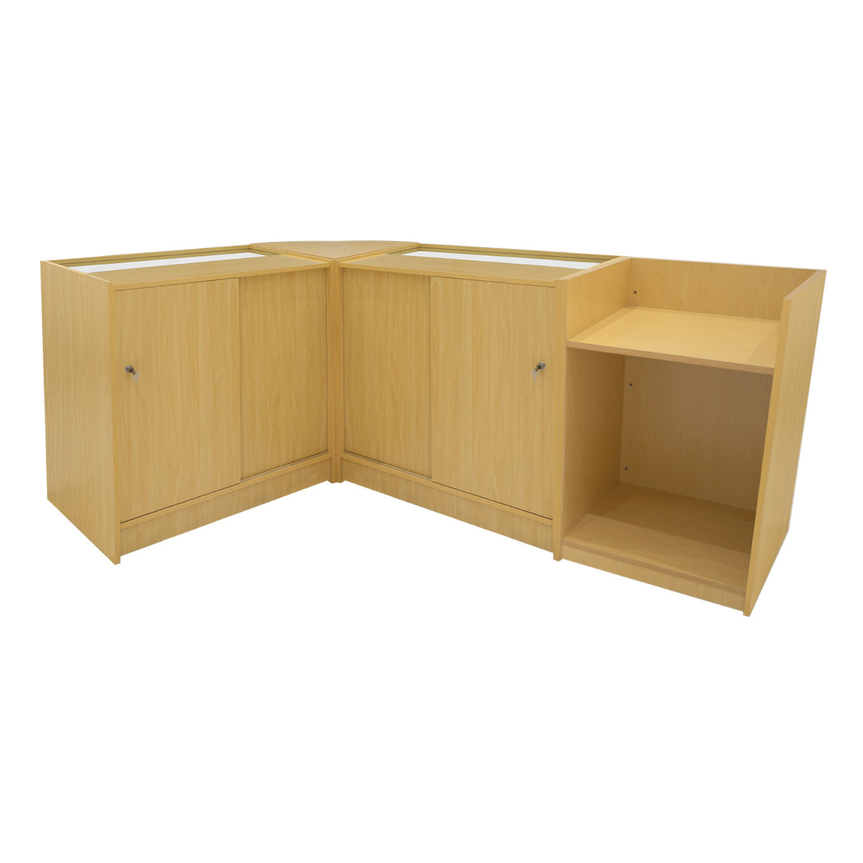 Conjunto de Balcões Comerciais com Luz LED "ECLIPSE" LM60 + 2xC900 + TB60 – cor Maple