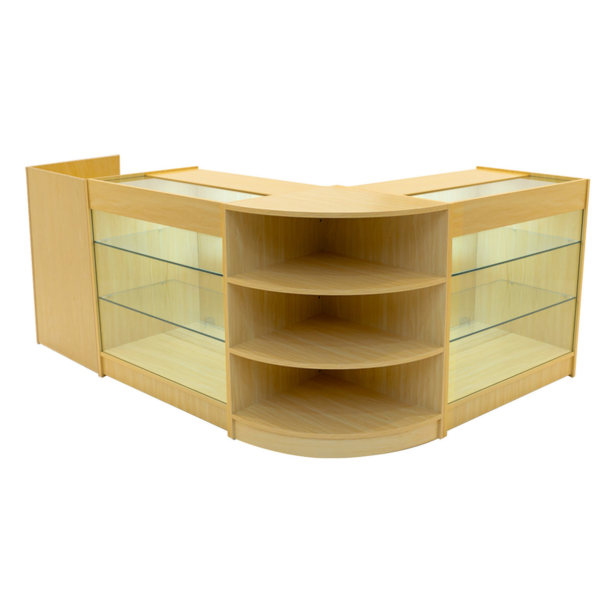 Conjunto de Balcões Comerciais com Luz LED "ASTRO" LM60 + 2xK900 + TB60 – cor Maple