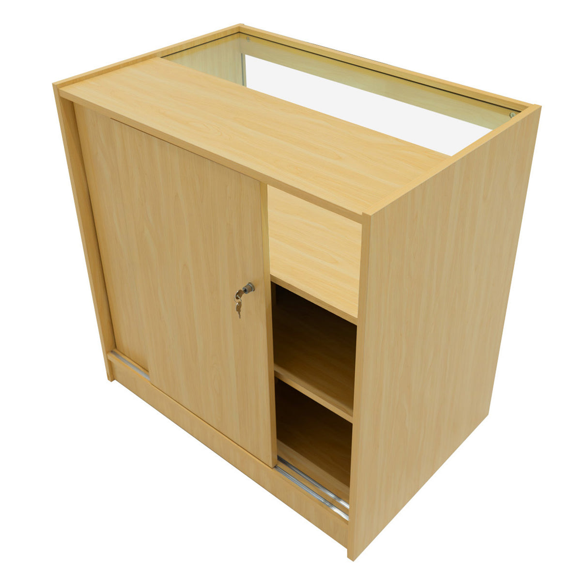 Conjunto de Balcões Comerciais com Luz LED "EUROPA" LM60 + B900 + C900 + TB60 – cor Maple