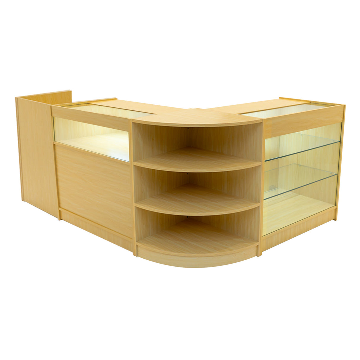 Conjunto de Balcões Comerciais com Luz LED "HYPERION" LM60 + B900 + K900 + TB60 – cor Maple