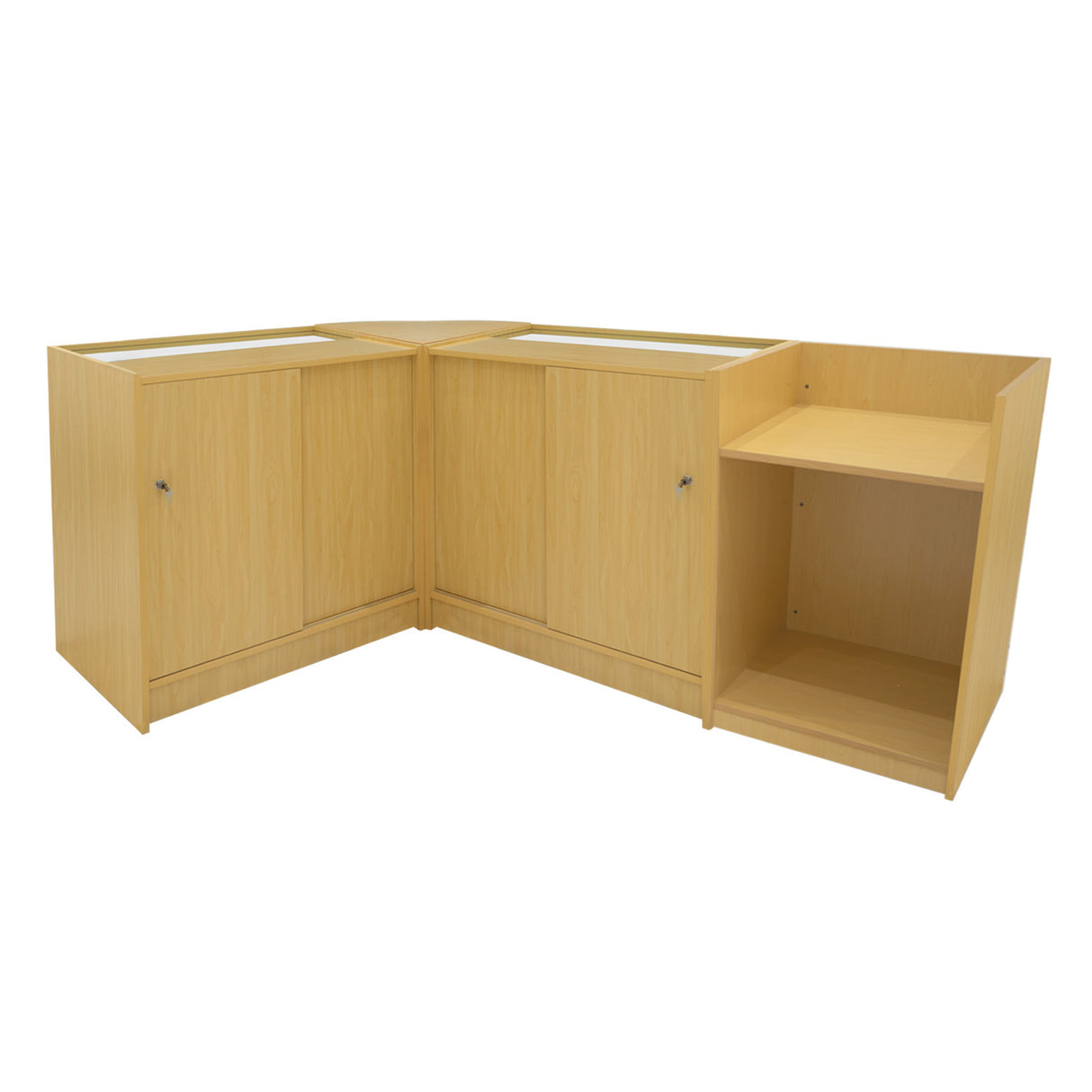 Conjunto de Balcões Comerciais com Luz LED "HYPERION" LM60 + B900 + K900 + TB60 – cor Maple