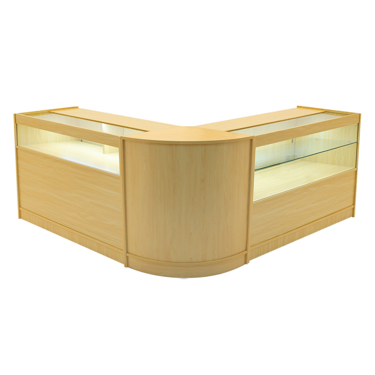 Conjunto de Balcões Comerciais com Luz LED "ADONIS" CM60 + B1200 + C1200 – cor Maple