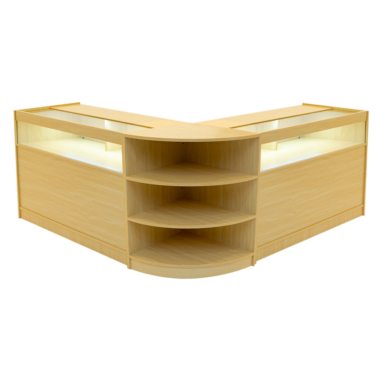 Conjunto de Balcões Comerciais com Luz LED "THESEUS" LM60+ 2x B1200 – cor Maple