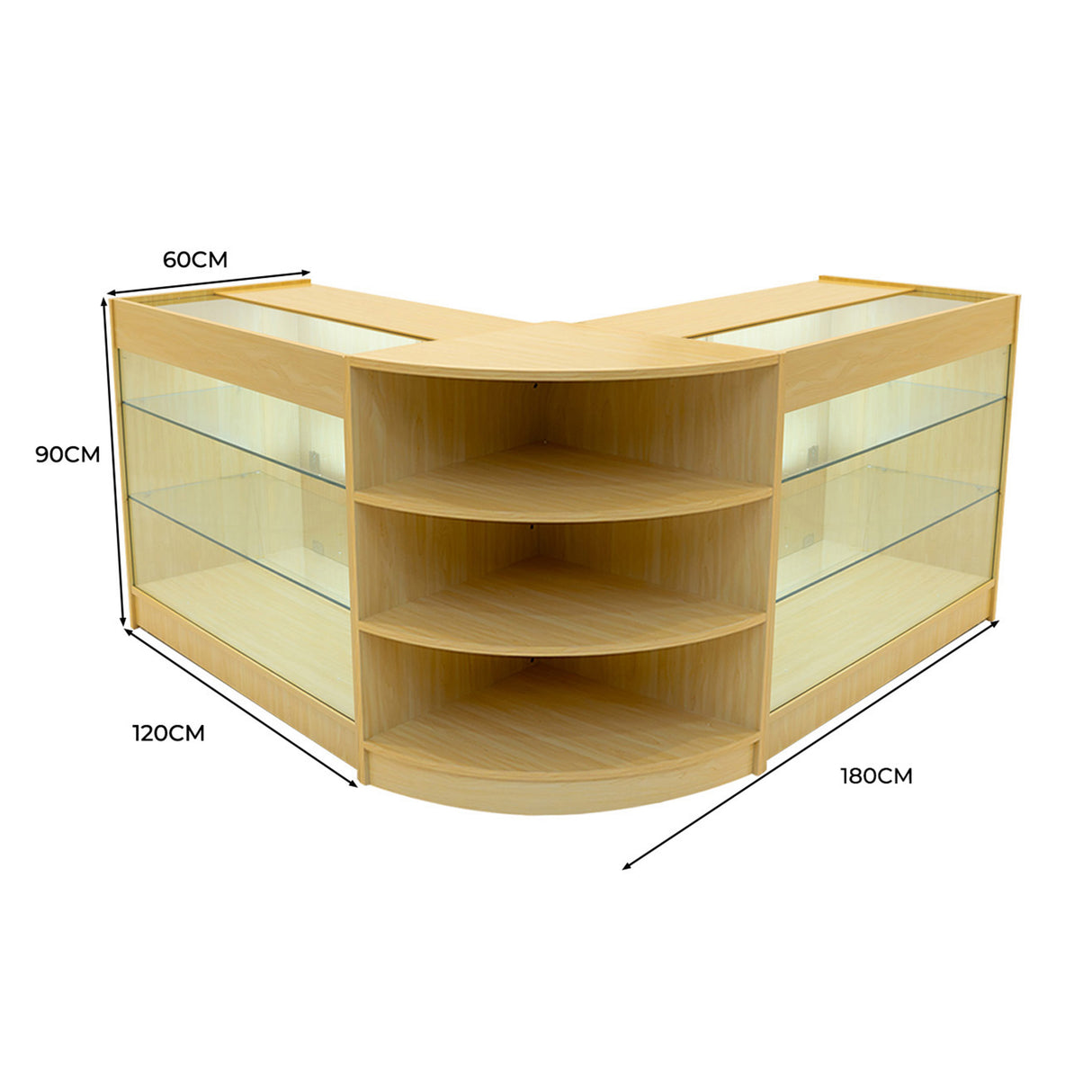 Conjunto de Balcões Comerciais com Luz LED "APOLLO" LM60+ 2x K1200 – cor Maple