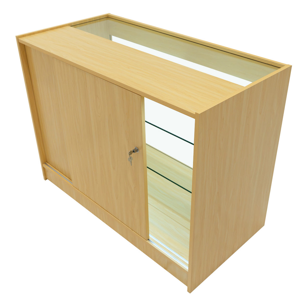 Conjunto de Balcões Comerciais com Luz LED "ARIES" CM60 + 2xK1200 + TB60 – cor Maple