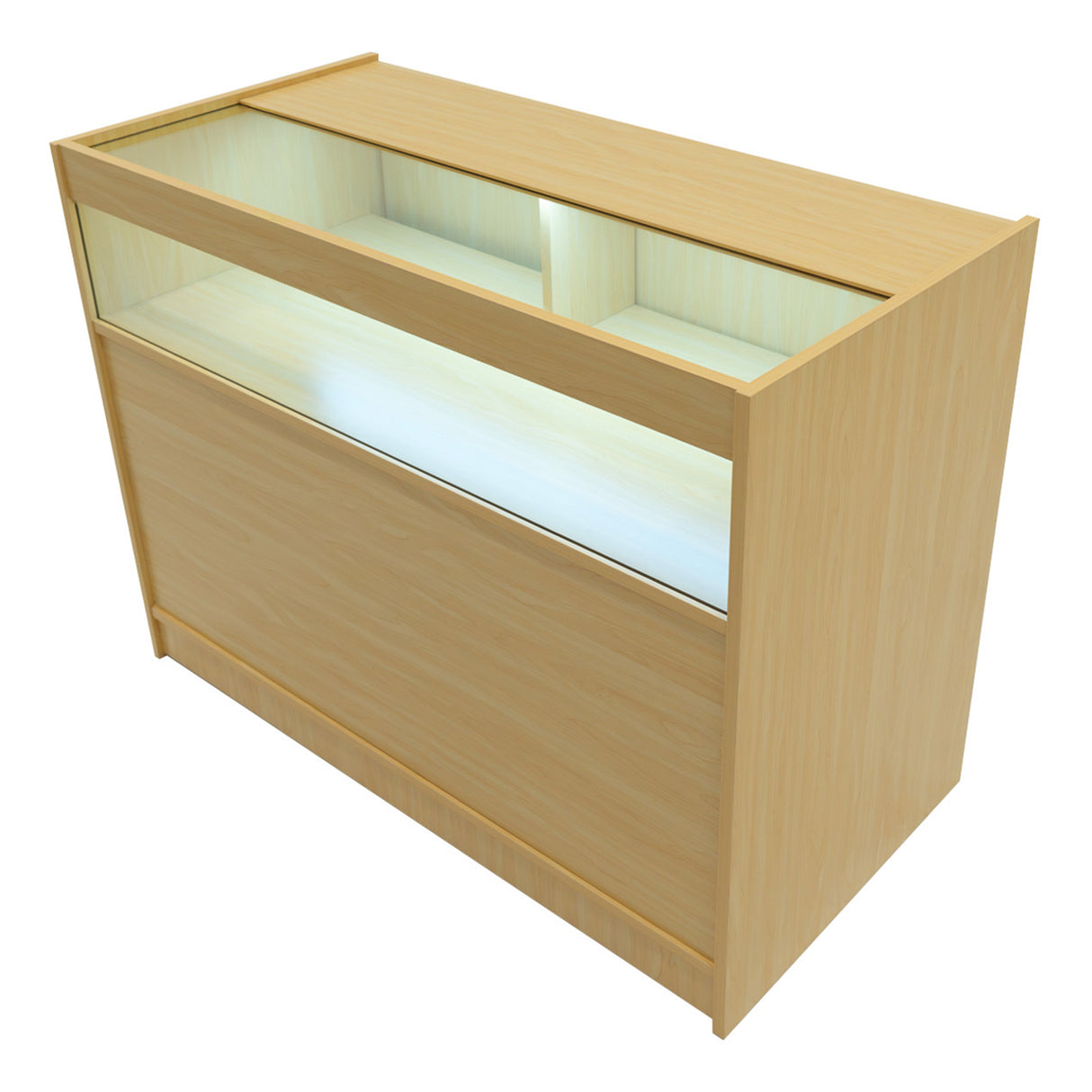 Conjunto de Balcões Comerciais com Luz LED "GRAVITY" CM60 + B1200 + C1200 + TB60 – cor Maple