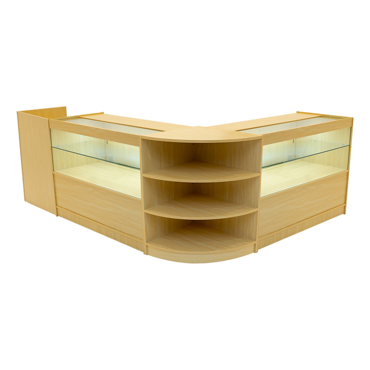 Conjunto de Balcões Comerciais com Luz LED "ECLIPSE" LM60 + 2xC1200 + TB60 – cor Maple