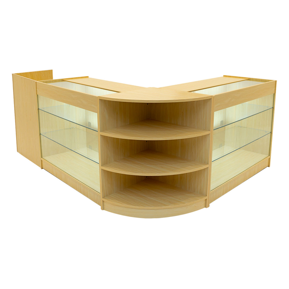 Conjunto de Balcões Comerciais com Luz LED "ASTRO" LM60 + 2xK1200 + TB60 – cor Maple