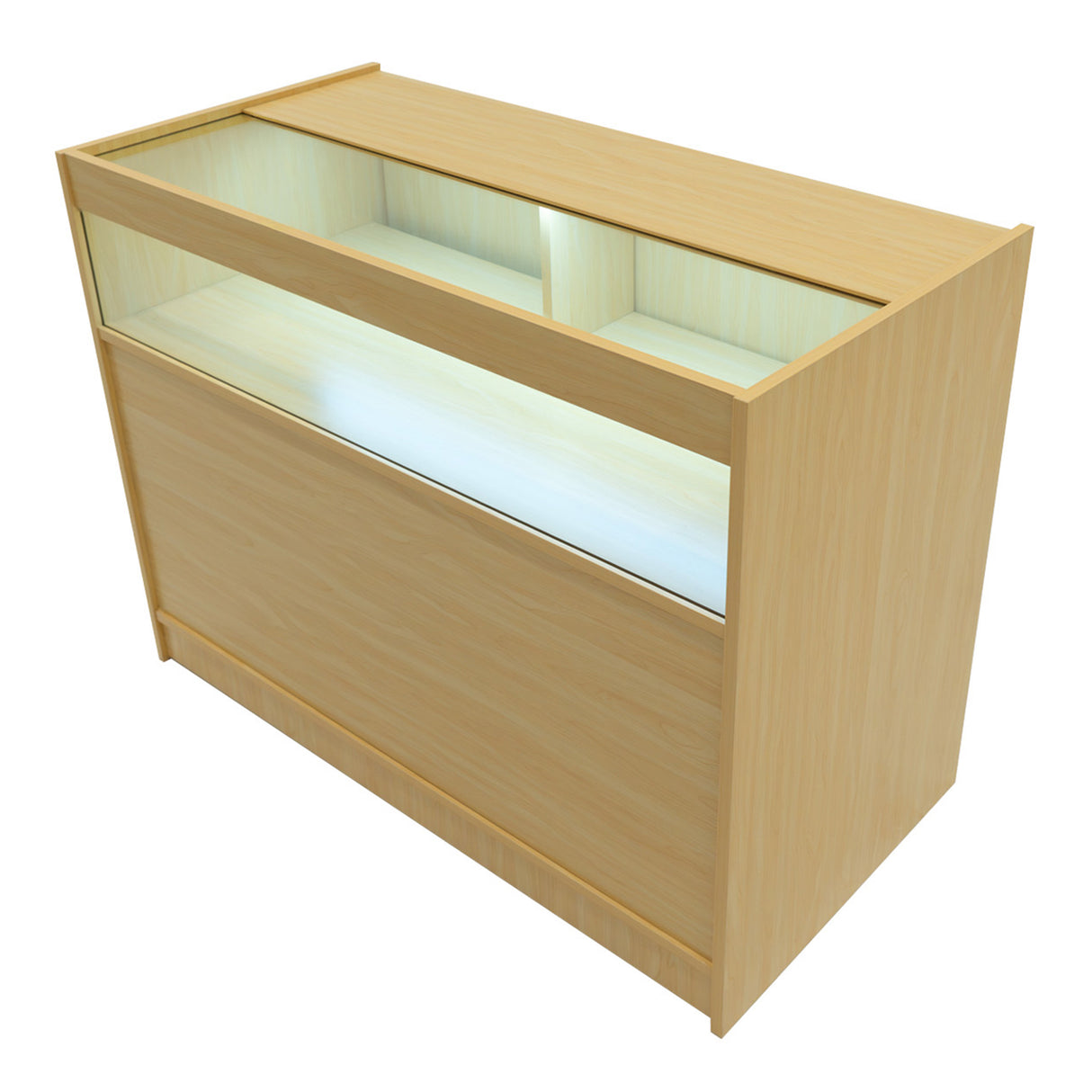 Conjunto de Balcões Comerciais com Luz LED "EUROPA" LM60 + B1200 + C1200 + TB60 – cor Maple