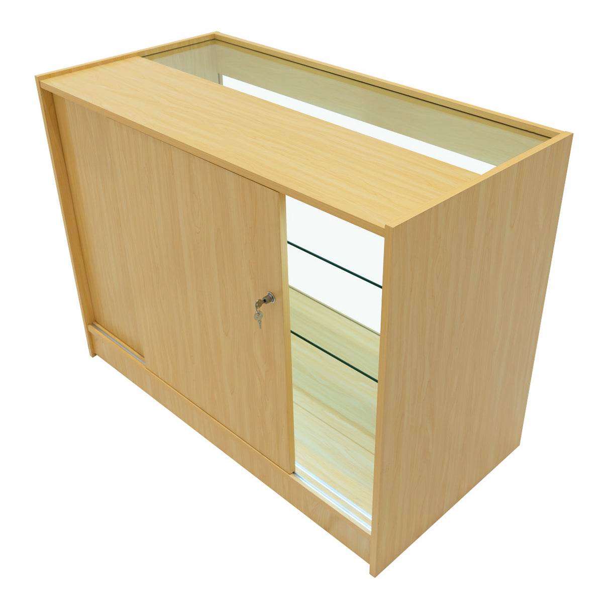 Conjunto de Balcões Comerciais com Luz LED "HYPERION" LM60 + B1200 + K1200 + TB60 – cor Maple