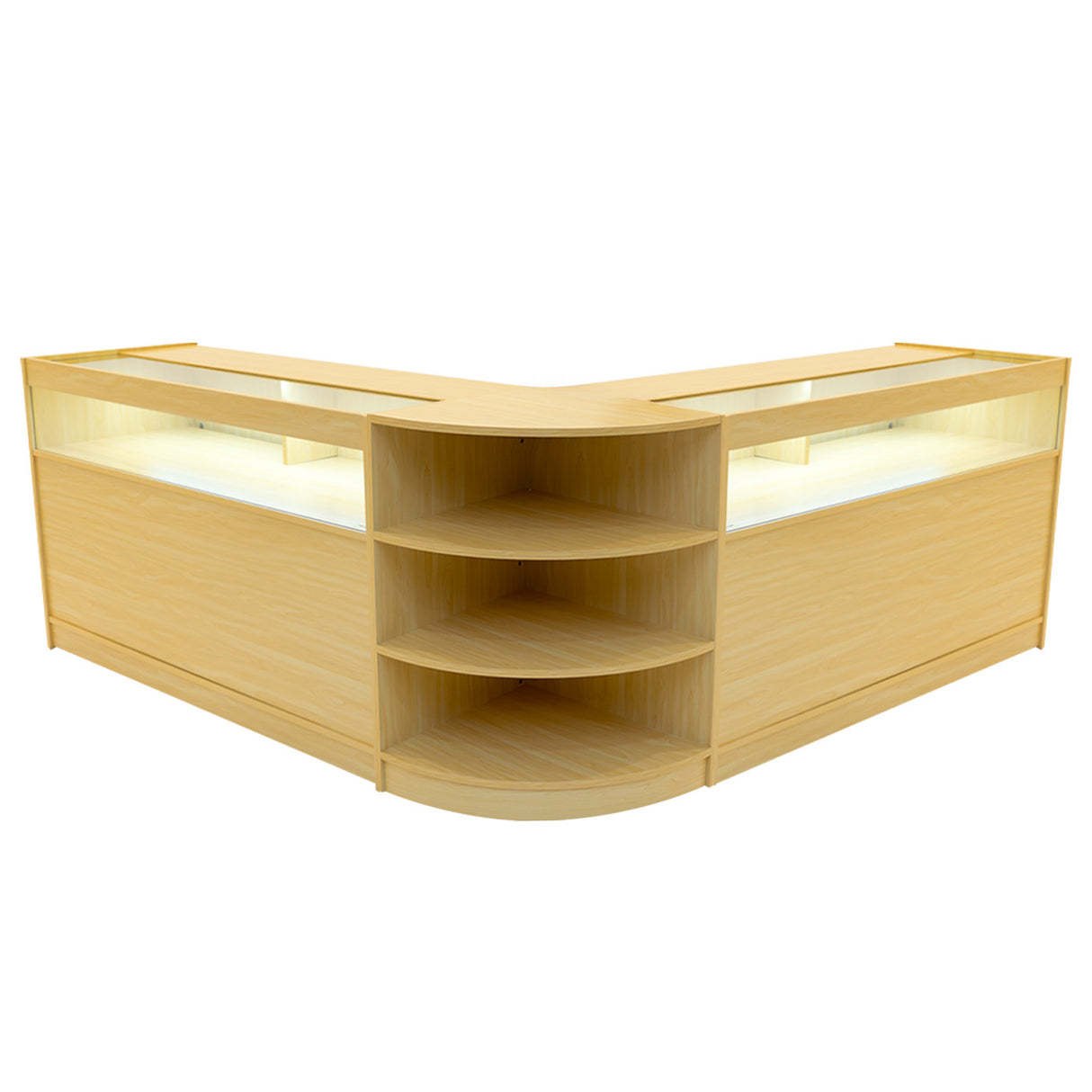 Conjunto de Balcões Comerciais com Luz LED "THESEUS" LM60+ 2x B1500 – cor Maple