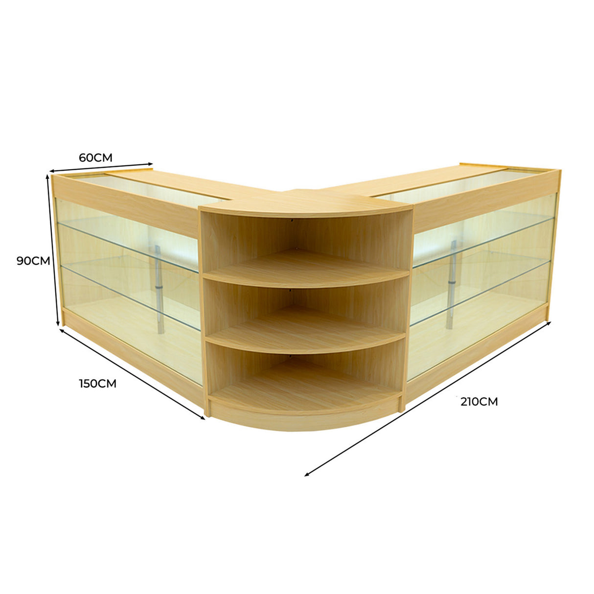 Conjunto de Balcões Comerciais com Luz LED "APOLLO" LM60+ 2x K1500 – cor Maple