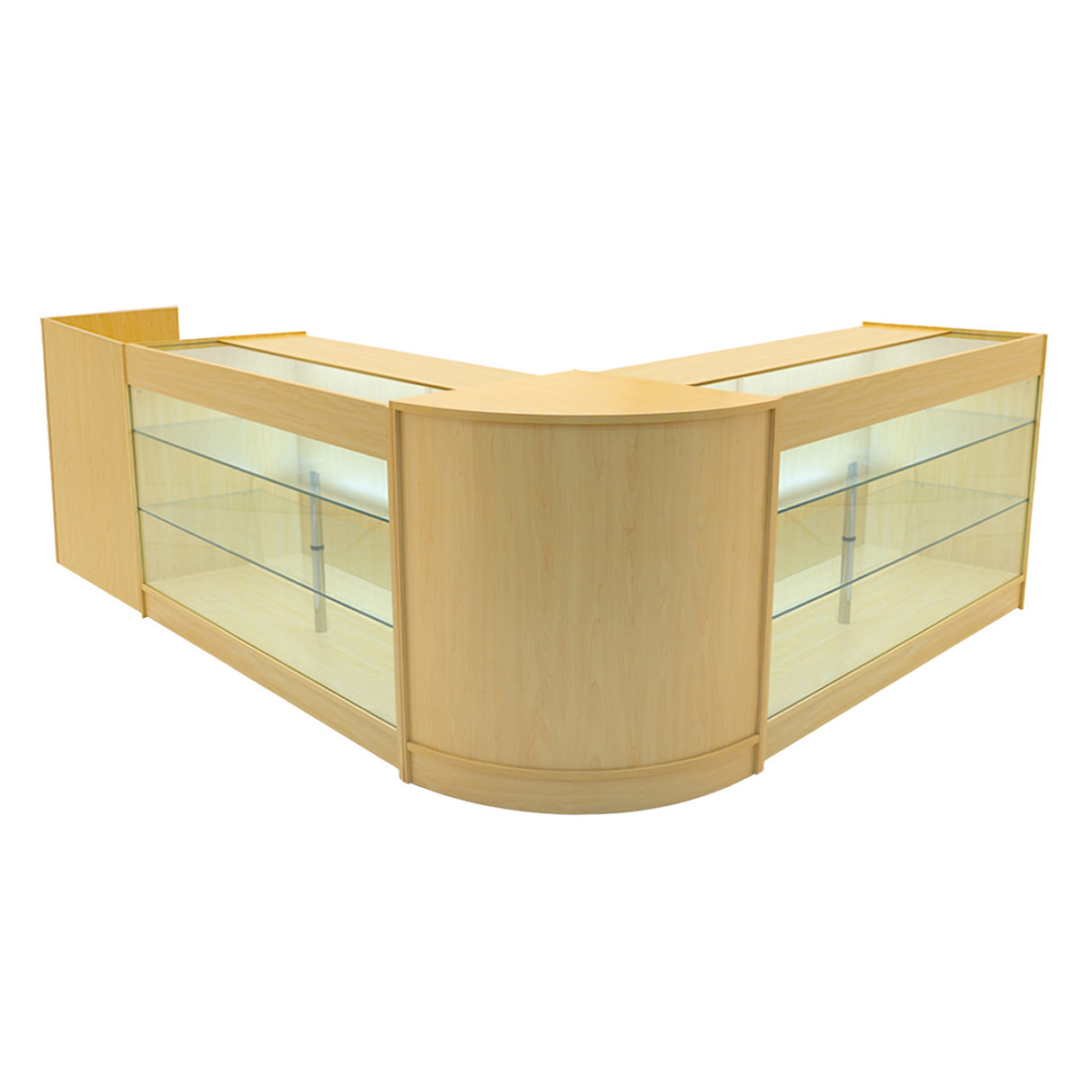 Conjunto de Balcões Comerciais com Luz LED "ARIES" CM60 + 2xK1500 + TB60 – cor Maple