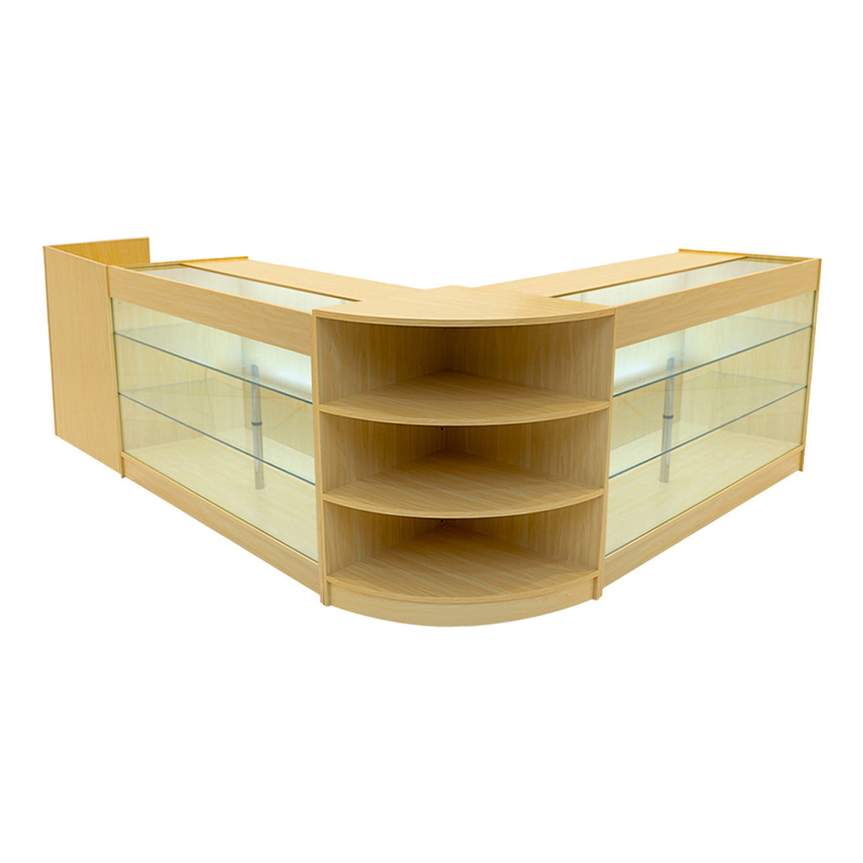 Conjunto de Balcões Comerciais com Luz LED "ASTRO" LM60 + 2xK1500 + TB60 – cor Maple