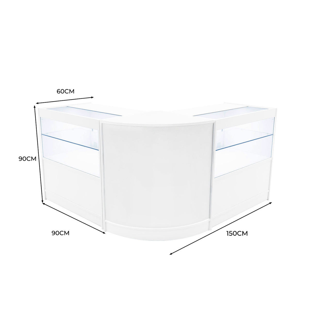 Conjunto de Balcões Comerciais com Luz LED "SELENE" CM60+ 2x C900 – cor Branco