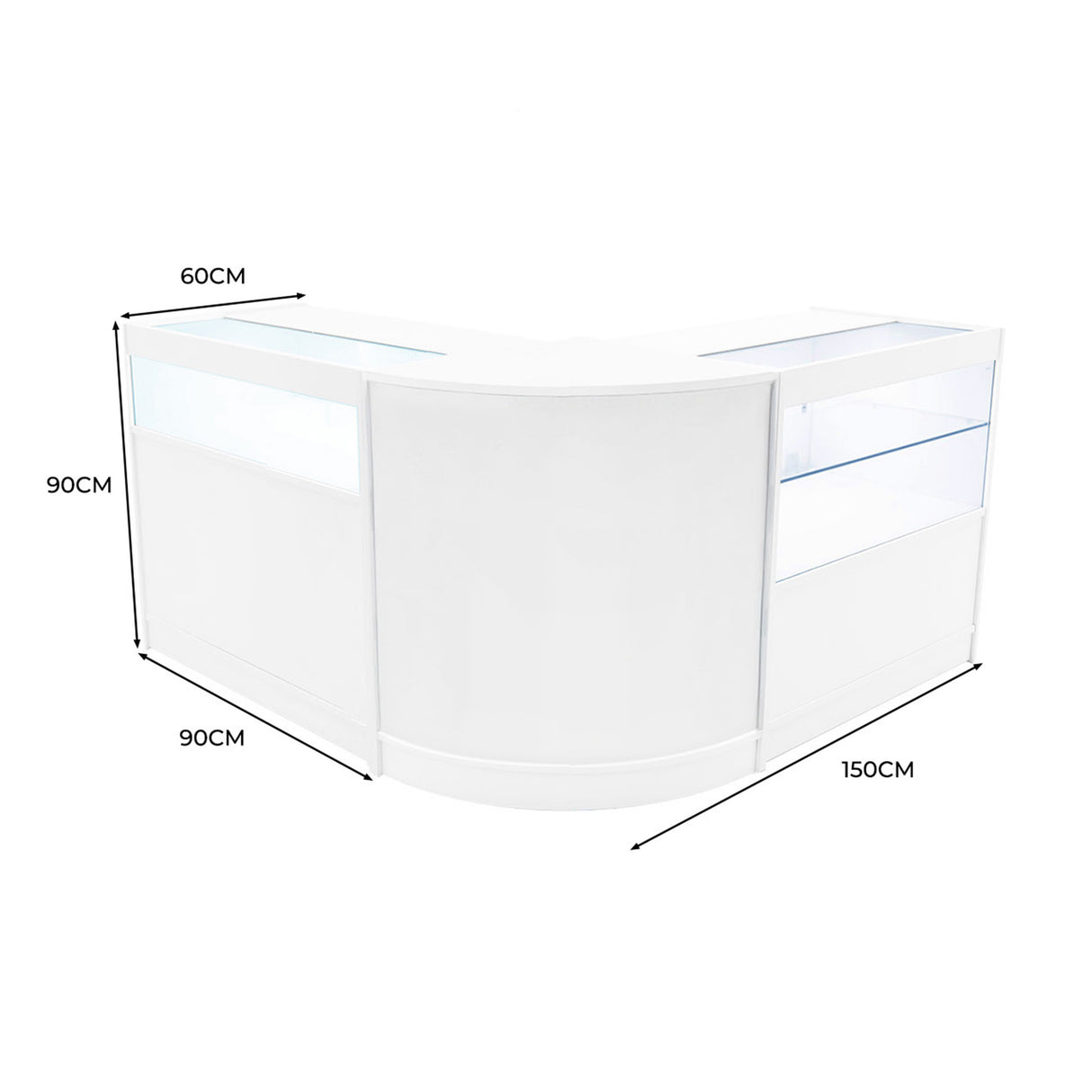 Conjunto de Balcões Comerciais com Luz LED "ADONIS" CM60 + B900 + C900 – cor Branco