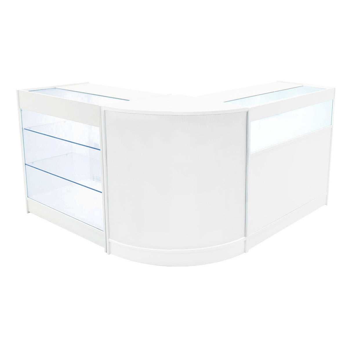 Conjunto de Balcões Comerciais com Luz LED "TRITON" CM60 + K900 + B900 – cor Branco
