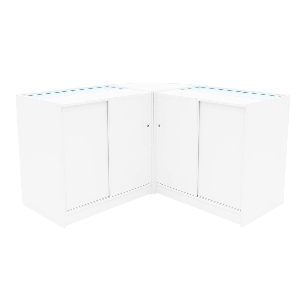 Conjunto de Balcões Comerciais com Luz LED "TRITON" CM60 + K900 + B900 – cor Branco