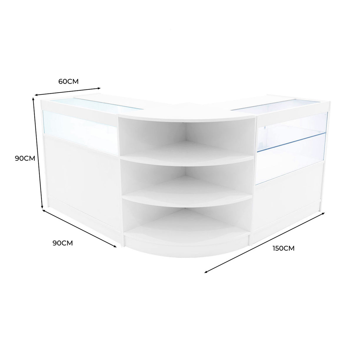 Conjunto de Balcões Comerciais com Luz LED "HARMONIA" LM60 + B900 + C900 – cor Branco