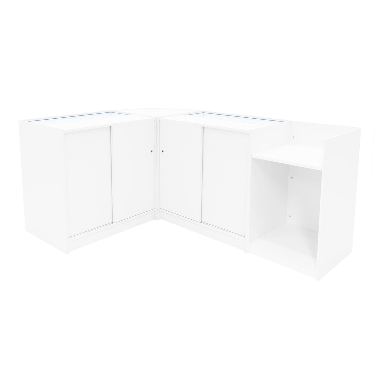 Conjunto de Balcões Comerciais com Luz LED "LUNA" CM60 + 2xB900 + TB60 – cor Branco