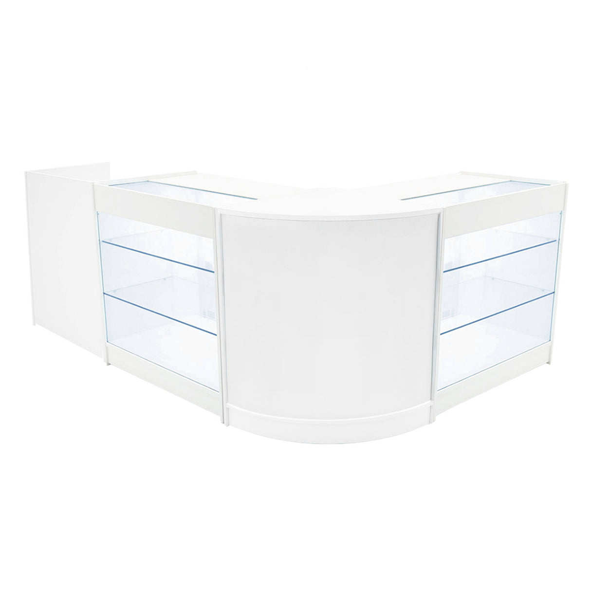 Conjunto de Balcões Comerciais com Luz LED "ARIES" CM60 + 2xK900 + TB60 – cor Branco
