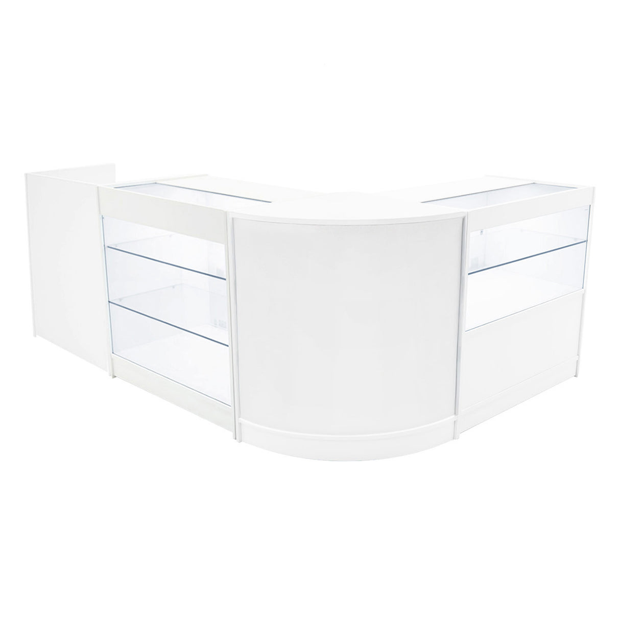 Conjunto de Balcões Comerciais com Luz LED "VEGA" CM60 + K900 + C900 + TB60 – cor Branco