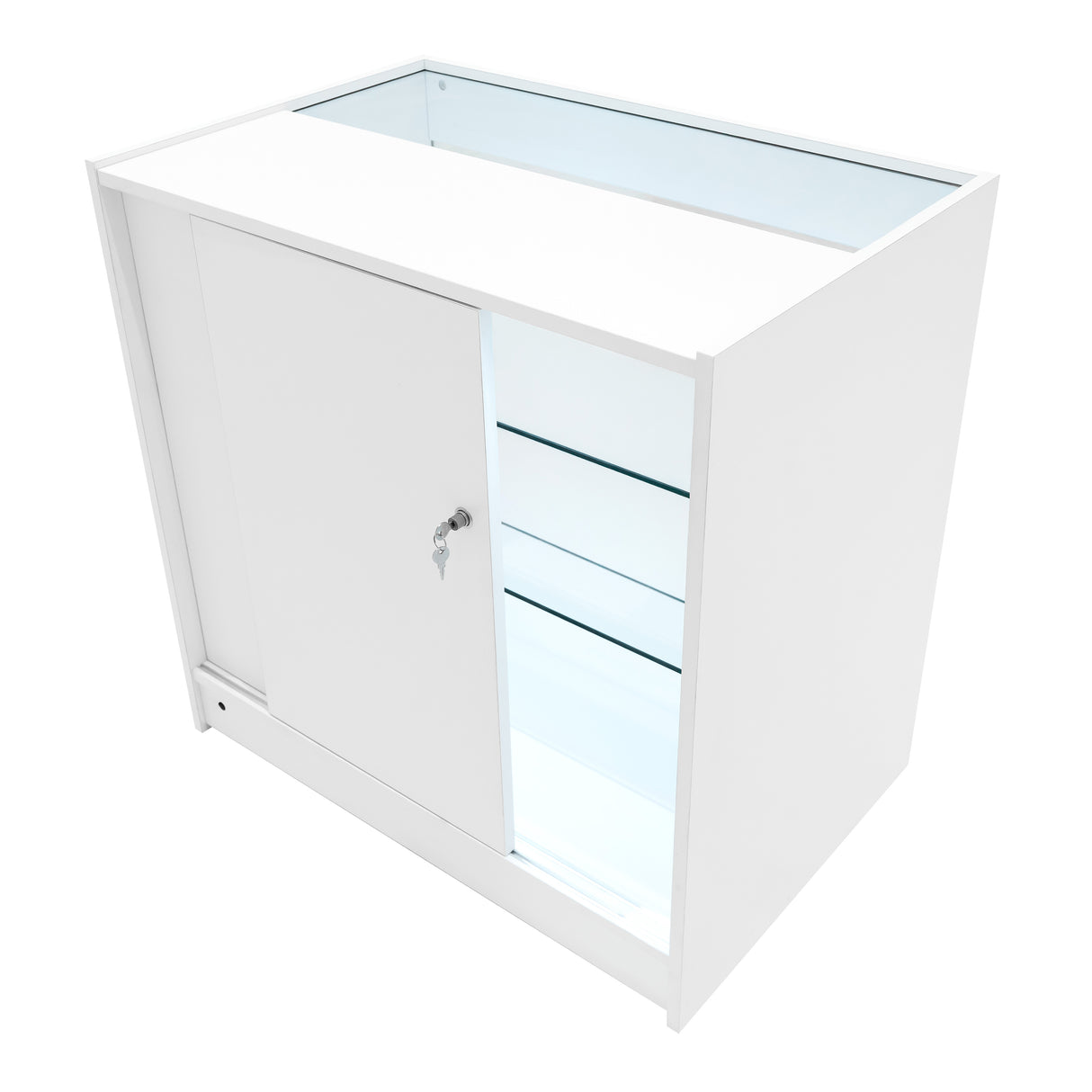 Conjunto de Balcões Comerciais com Luz LED "VEGA" CM60 + K900 + C900 + TB60 – cor Branco