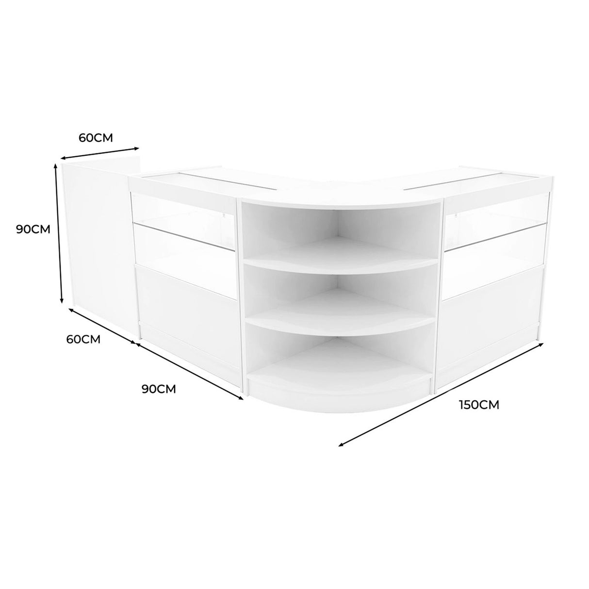 Conjunto de Balcões Comerciais com Luz LED "ECLIPSE" LM60 + 2xC900 + TB60 – cor Branco
