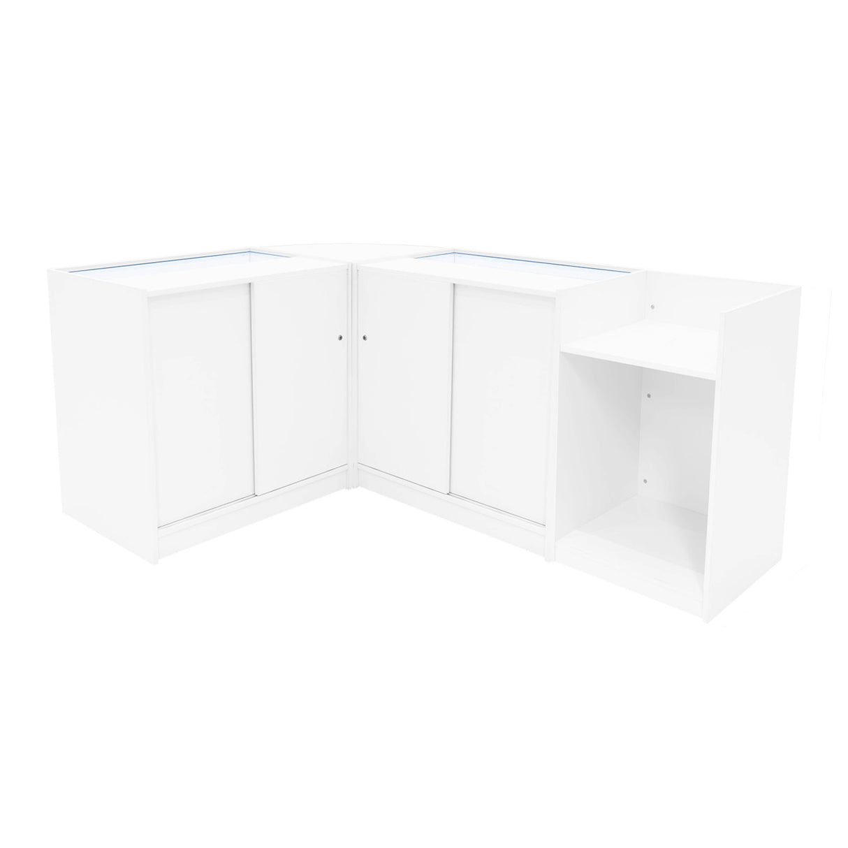 Conjunto de Balcões Comerciais com Luz LED "ASTRO" LM60 + 2xK900 + TB60 – cor Branco