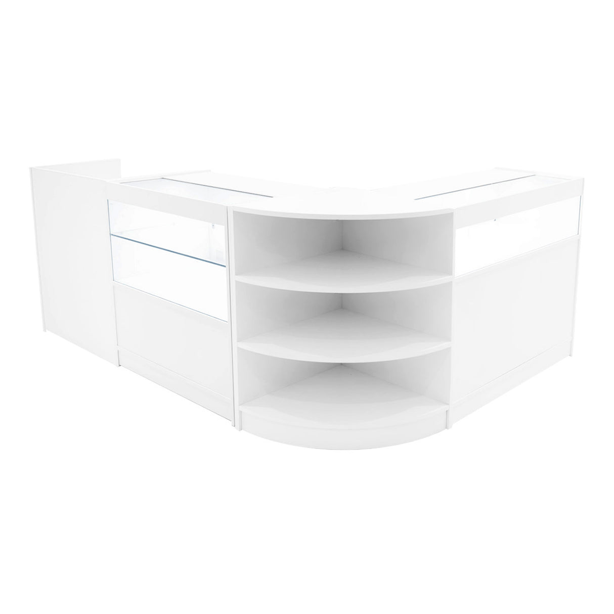 Conjunto de Balcões Comerciais com Luz LED "EUROPA" LM60 + B900 + C900 + TB60 – cor Branco