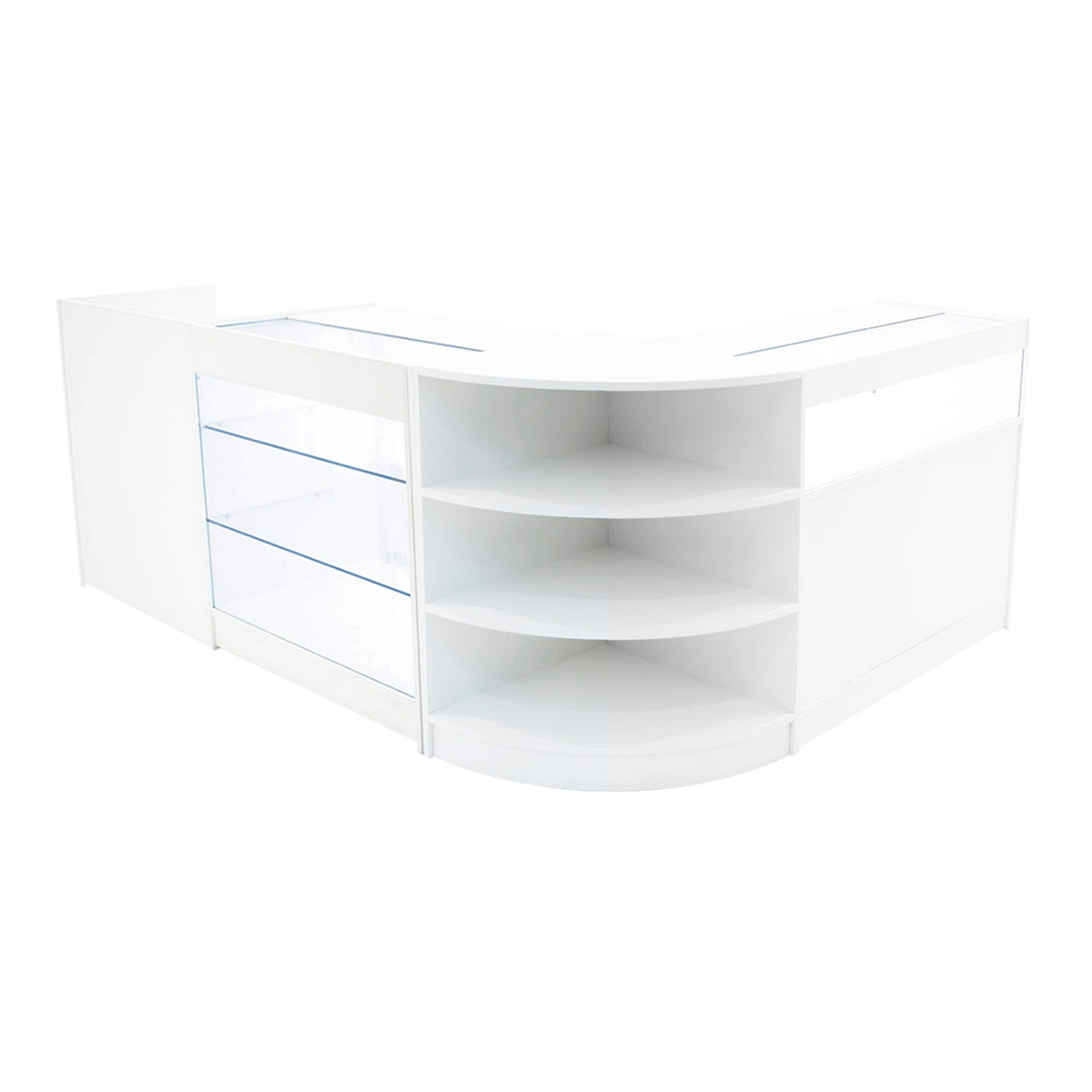 Conjunto de Balcões Comerciais com Luz LED "HYPERION" LM60 + B900 + K900 + TB60 – cor Branco