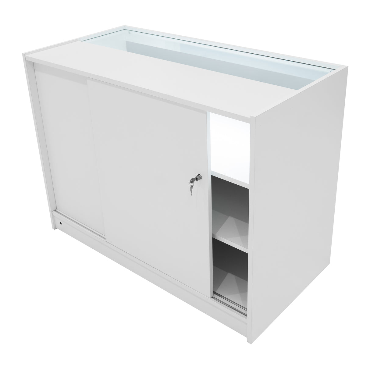 Conjunto de Balcões Comerciais com Luz LED "ADONIS" CM60 + B1200 + C1200 – cor Branco