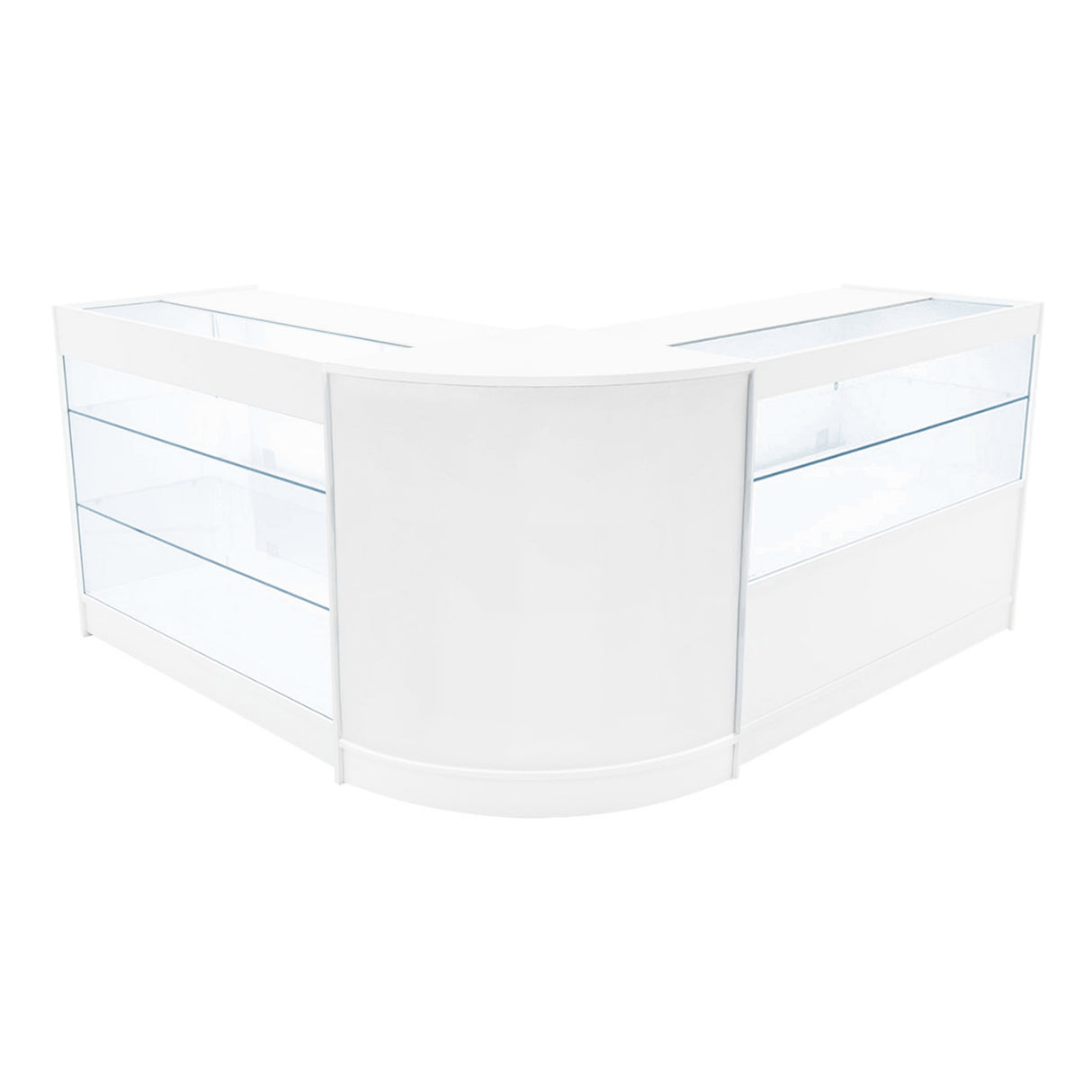Conjunto de Balcões Comerciais com Luz LED "HERA" CM60 + K1200 + C1200 – cor Branco