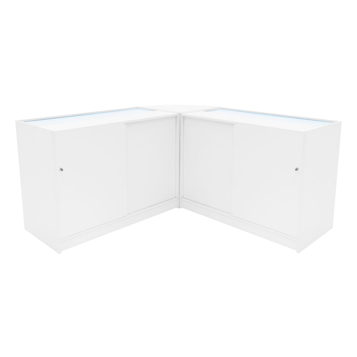 Conjunto de Balcões Comerciais com Luz LED "TRITON" CM60 + K1200 + B1200 – cor Branco