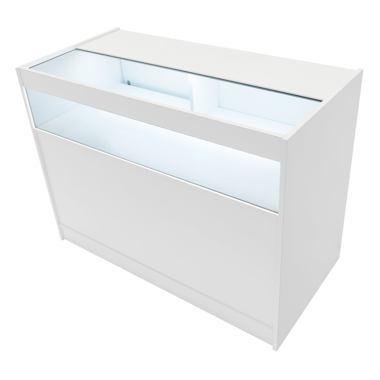 Conjunto de Balcões Comerciais com Luz LED "TRITON" CM60 + K1200 + B1200 – cor Branco