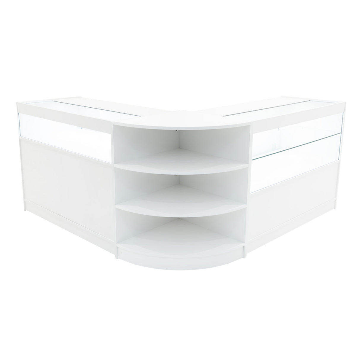 Conjunto de Balcões Comerciais com Luz LED "HARMONIA" LM60 + B1200 + C1200 – cor Branco