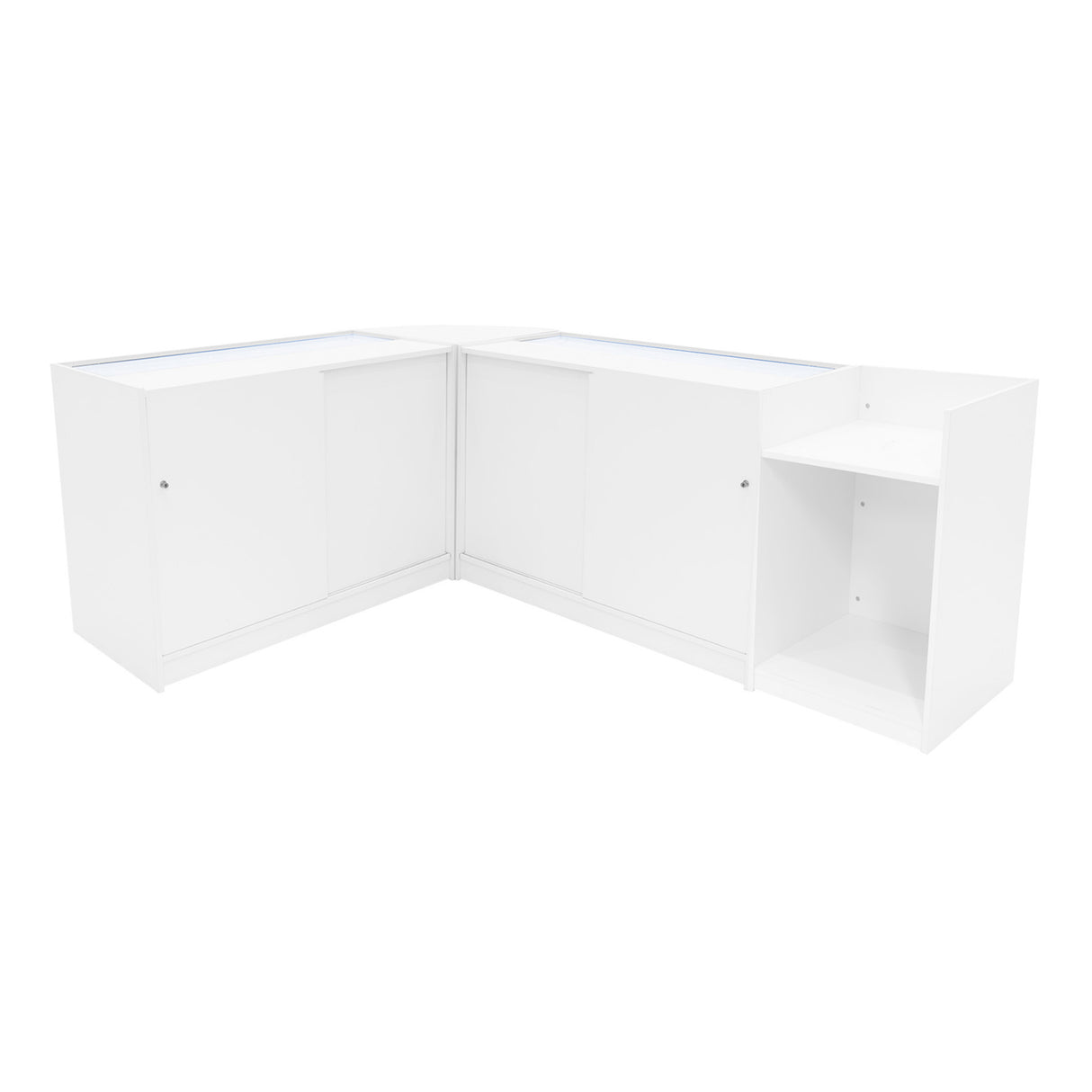 Conjunto de Balcões Comerciais com Luz LED "ARIES" CM60 + 2xK1200 + TB60 – cor Branco
