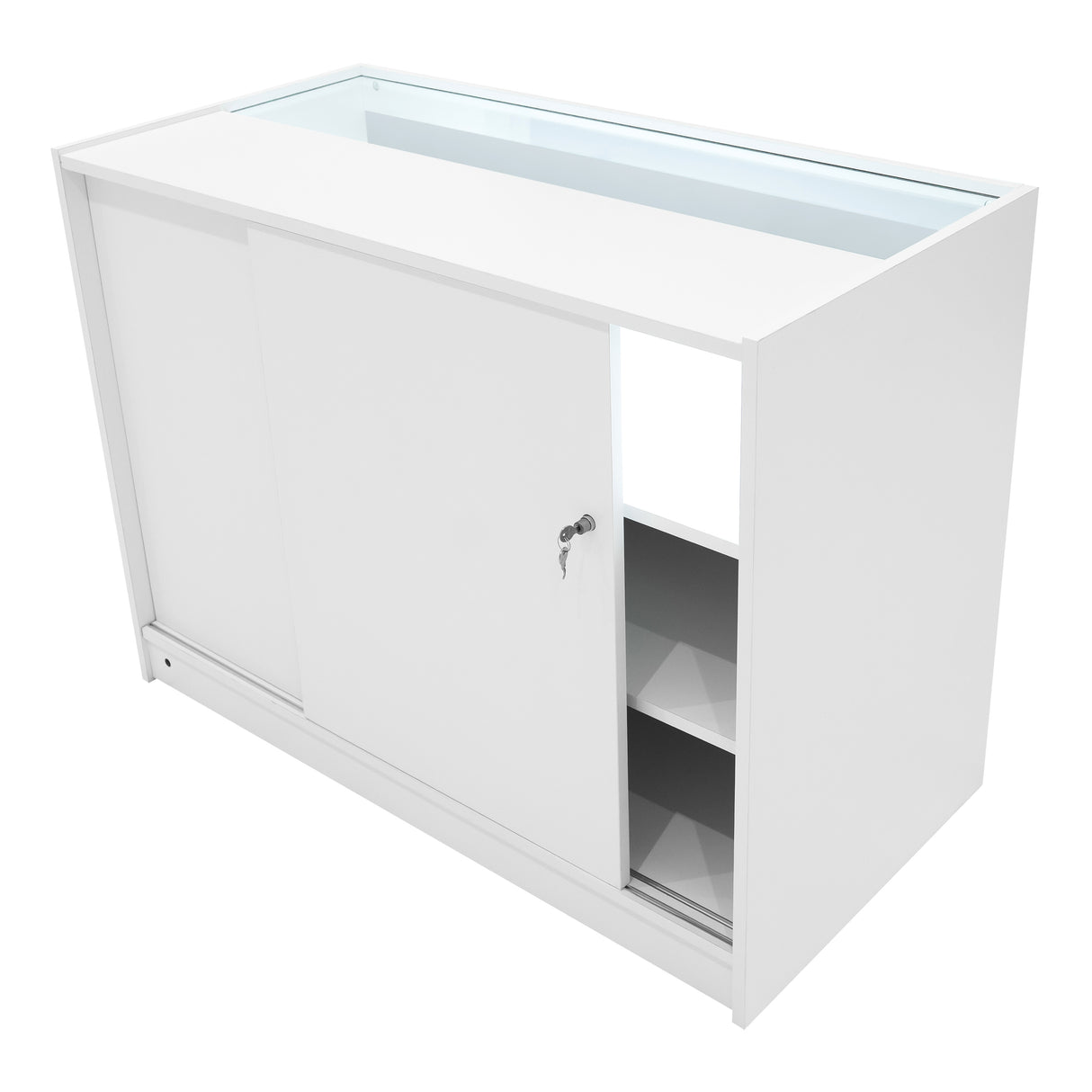 Conjunto de Balcões Comerciais com Luz LED "POLARIS" CM60 + B1200 + K1200 + TB60 – cor Branco