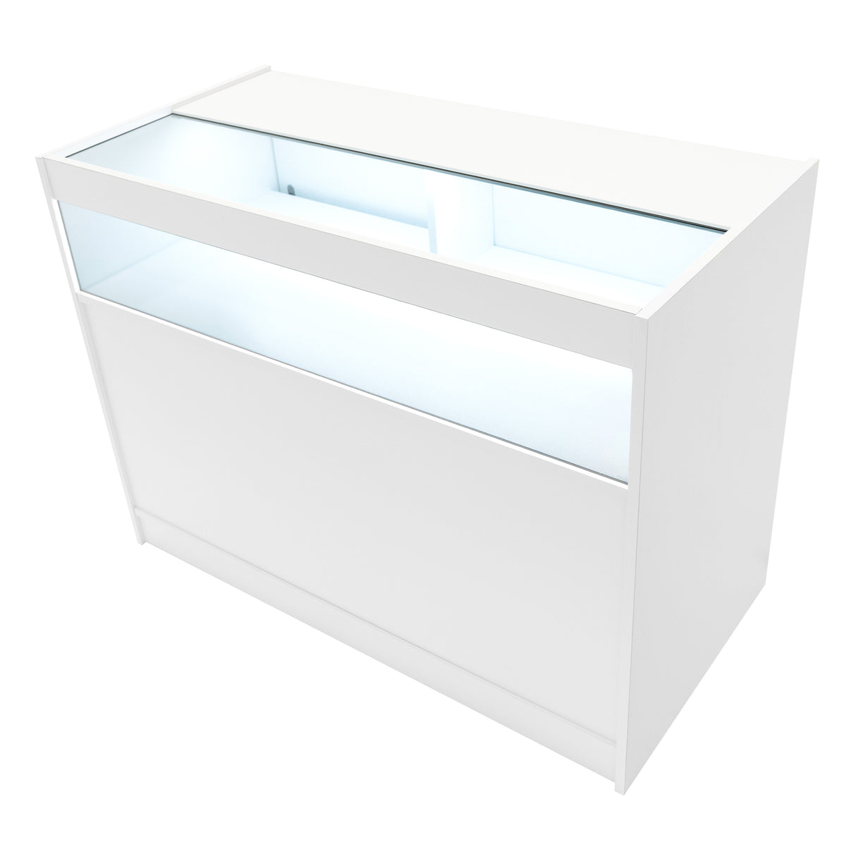 Conjunto de Balcões Comerciais com Luz LED "POLARIS" CM60 + B1200 + K1200 + TB60 – cor Branco