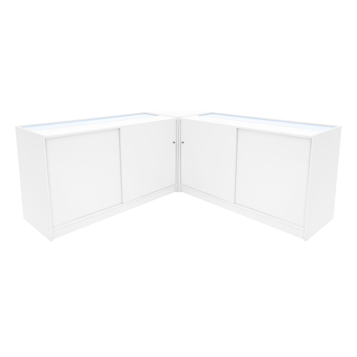 Conjunto de Balcões Comerciais com Luz LED "TRITON" CM60 + K1500 + B1500 – cor Branco